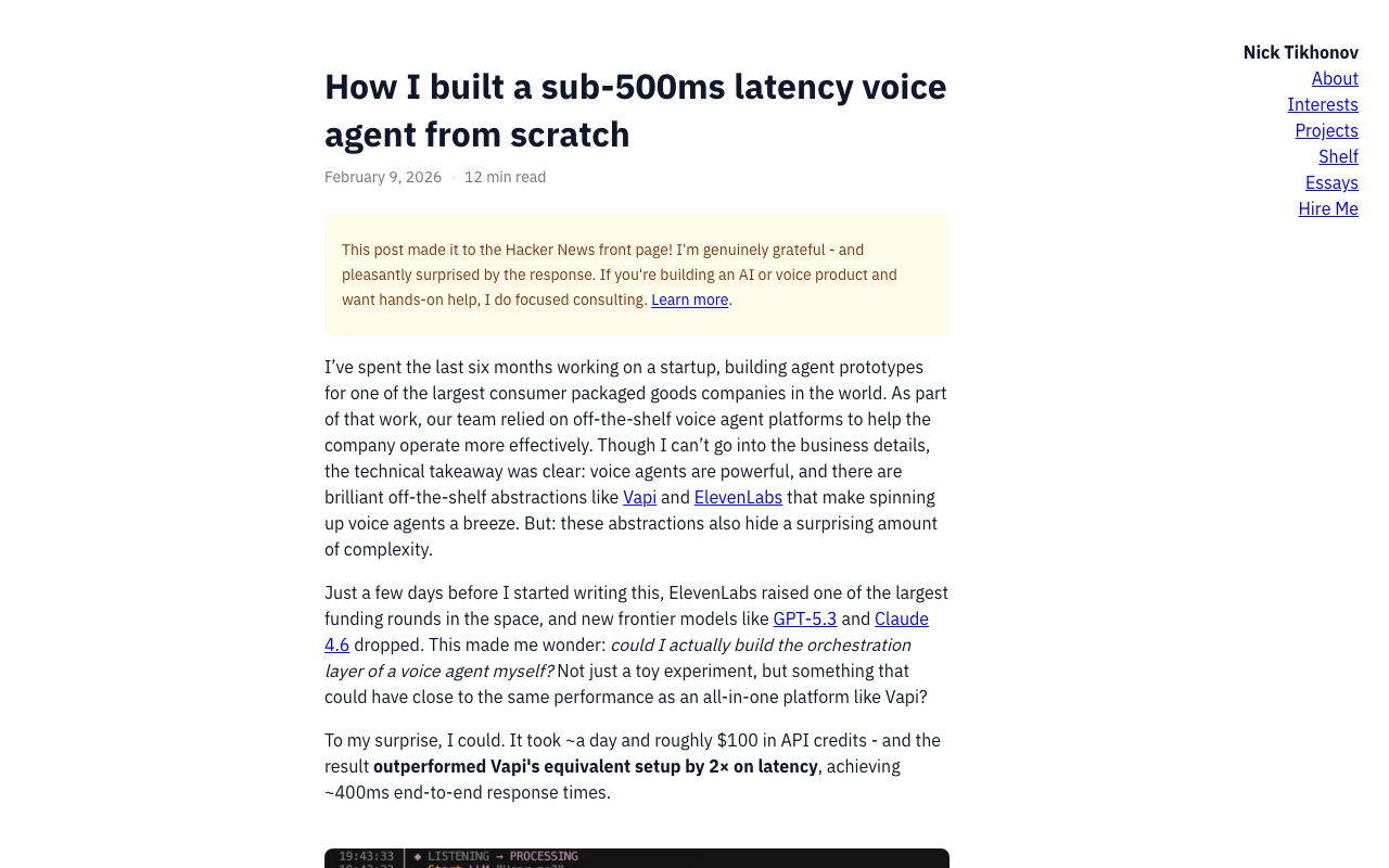 I built a sub-500ms latency voice agent from scrat
