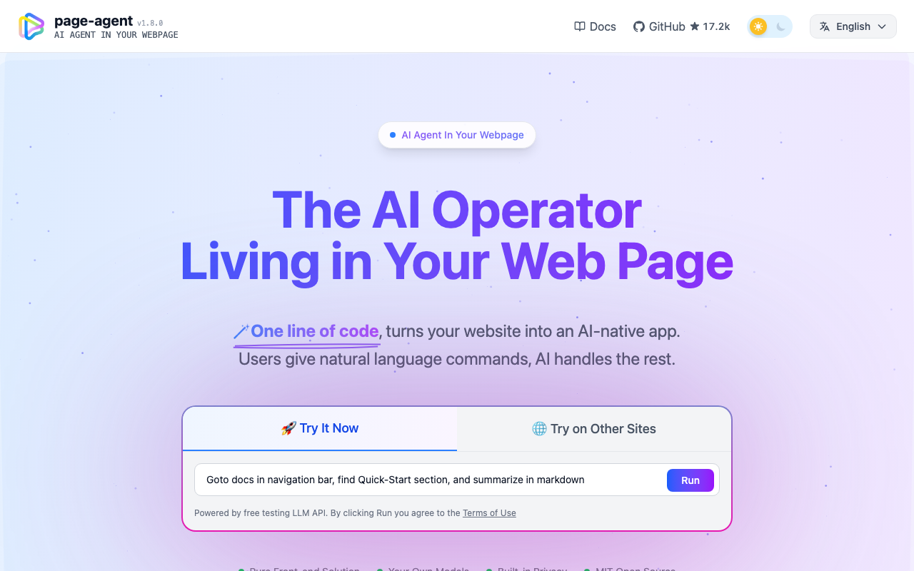PageAgent, A GUI agent that lives inside your web app
